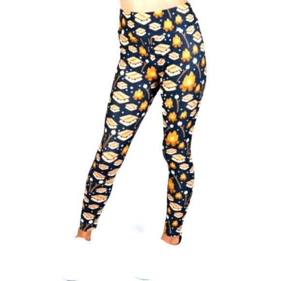 CHARLIES PROJECT Size 4 Campfire Smores Buttery Soft Leggings NWT Girl Scouts - Picture 2 of 4